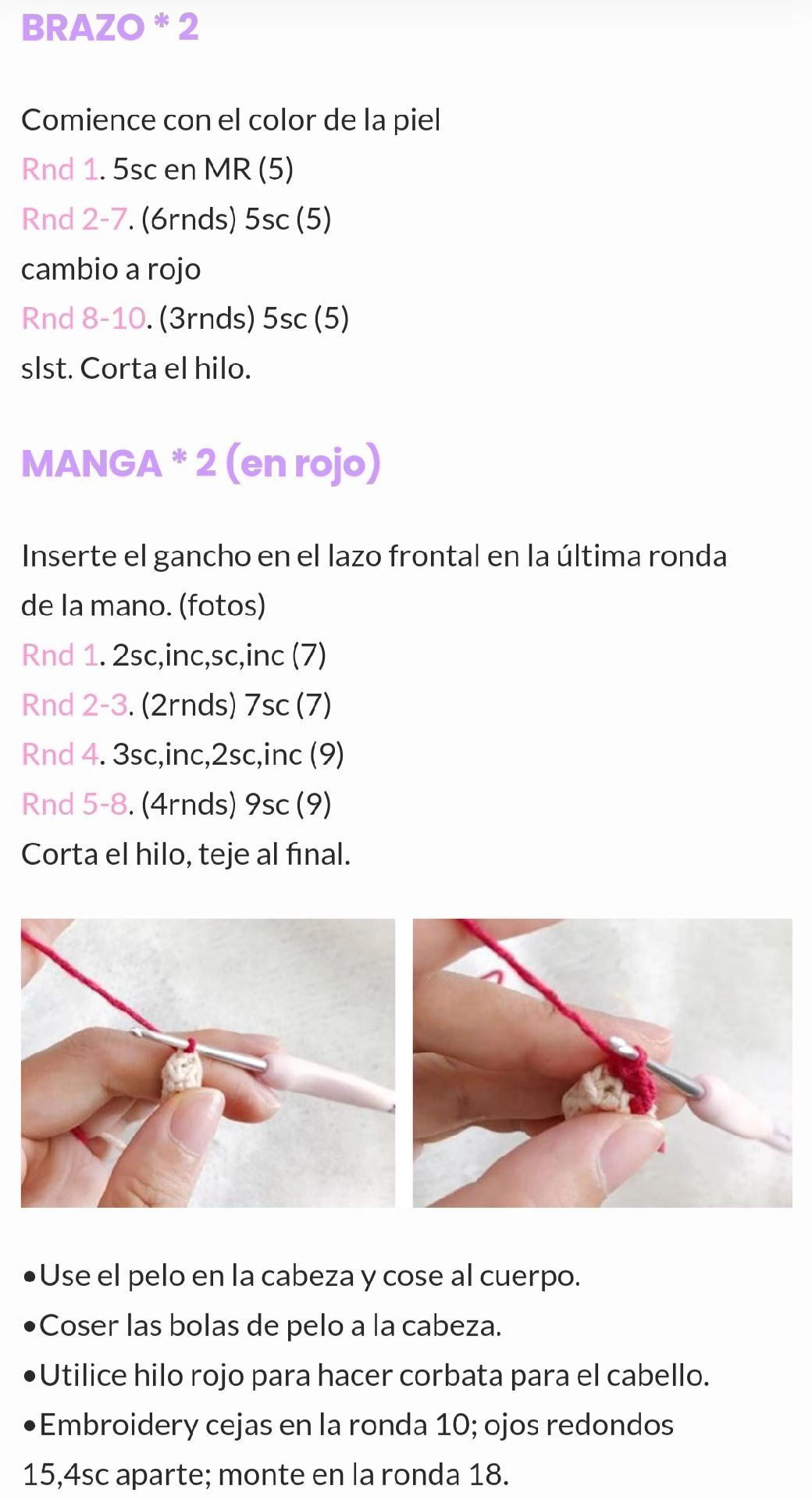 Patrón gratis de amigurumi Pucca con trenzas