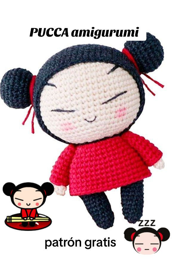 Patrón gratis de amigurumi Pucca con trenzas