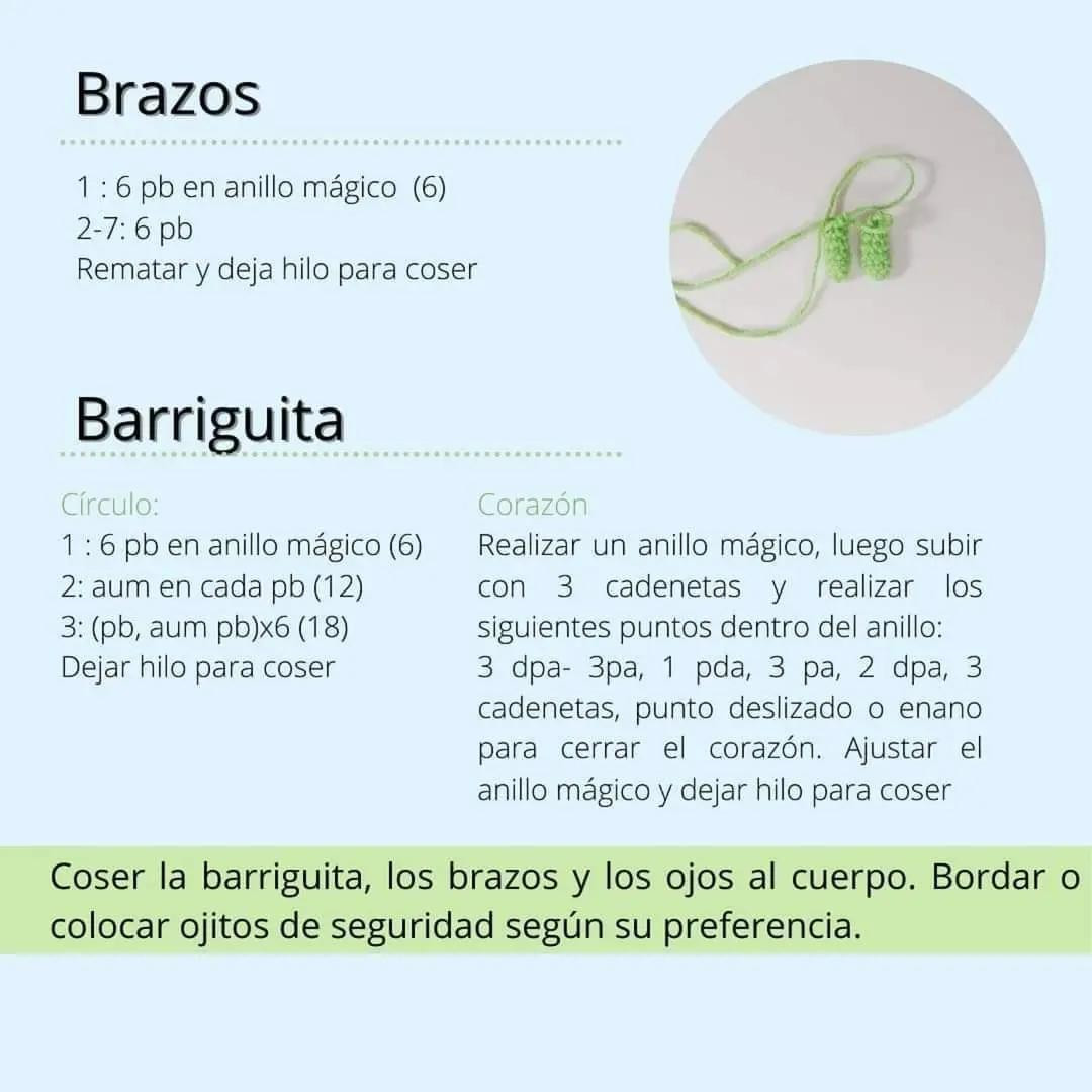 Patrón gratis de amigurumi ranita verde con instrucciones