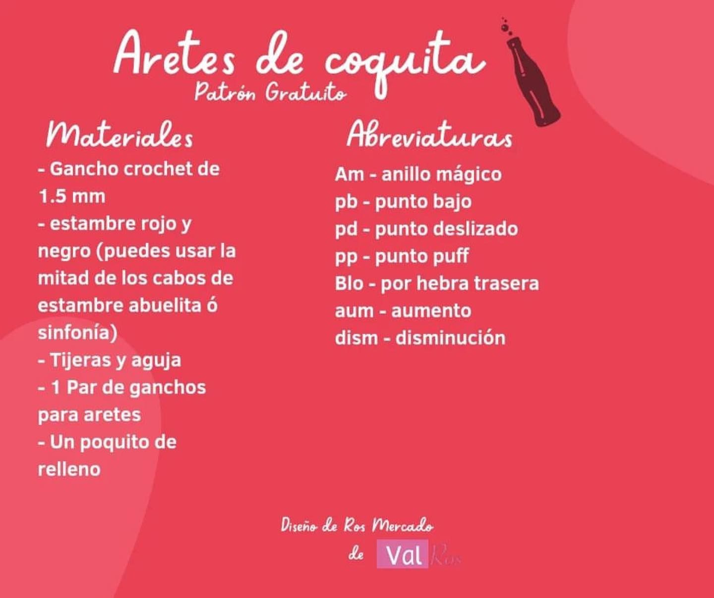 Patrón gratis de aretes de coquita en crochet