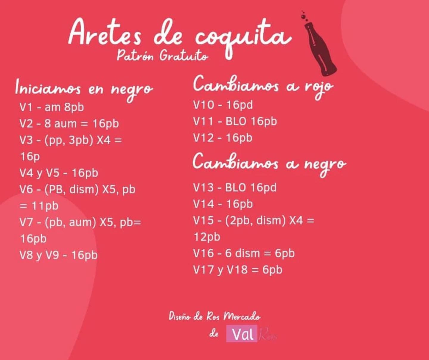 Patrón gratis de aretes de coquita en crochet