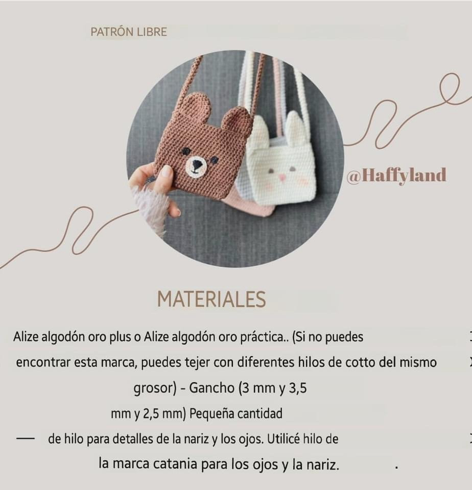 Patrón gratis de bolsita ganchillo oso y conejo