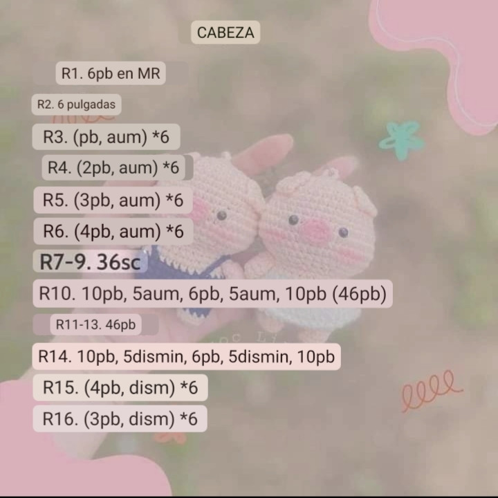 Patrón gratis de cerditos amigurumi con overol y vestido