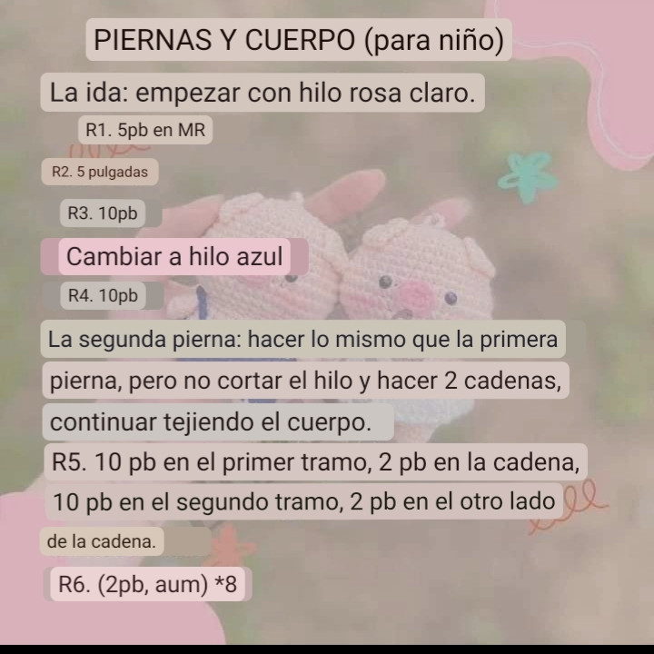 Patrón gratis de cerditos amigurumi con overol y vestido