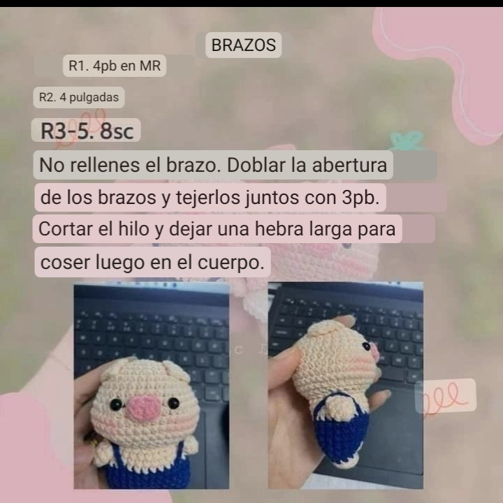 Patrón gratis de cerditos amigurumi con overol y vestido