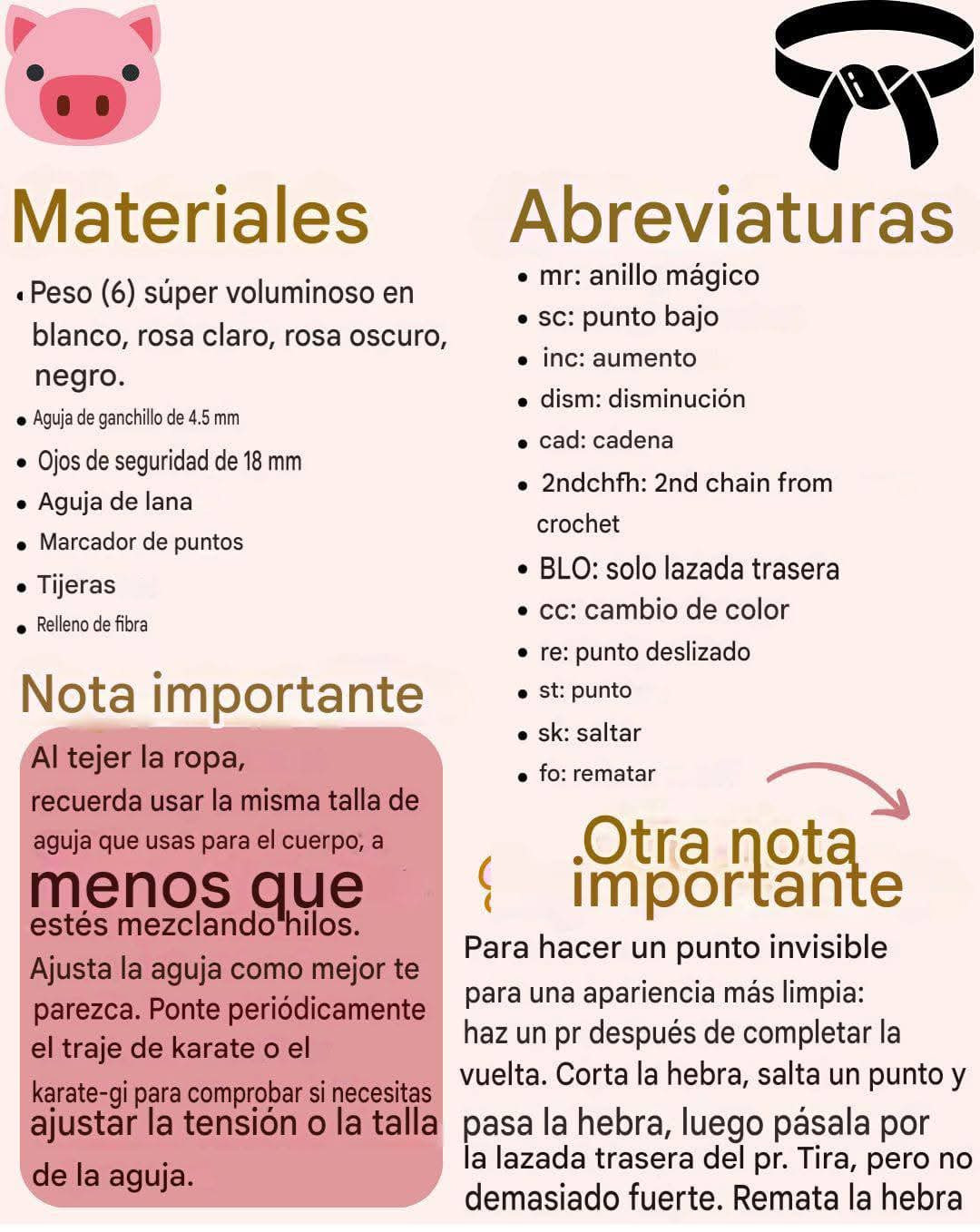 Patrón gratis de cerdo karateca amigurumi