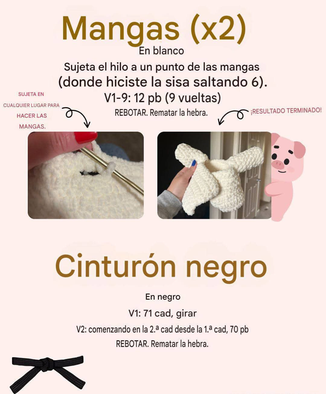 Patrón gratis de cerdo karateca amigurumi