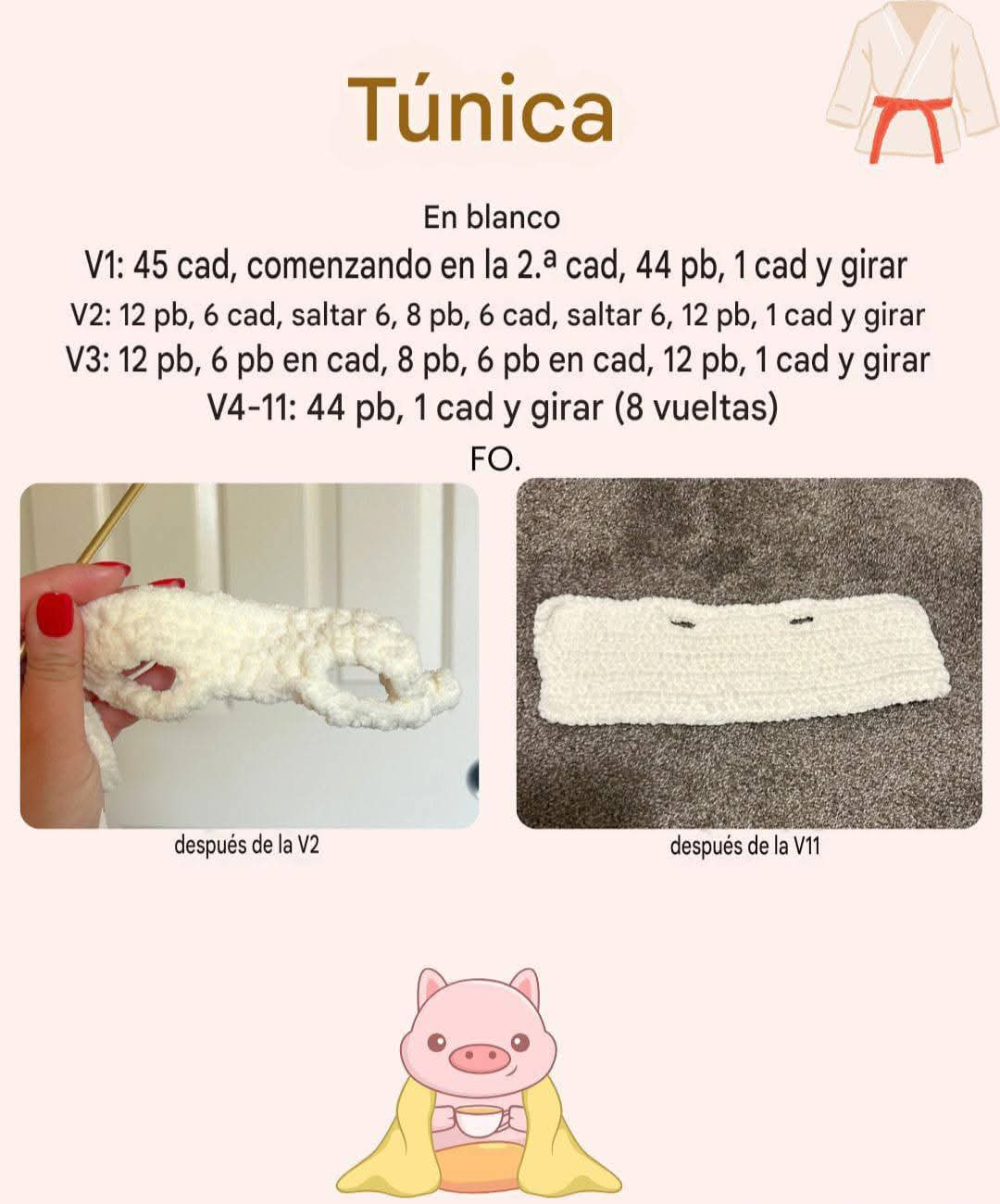 Patrón gratis de cerdo karateca amigurumi