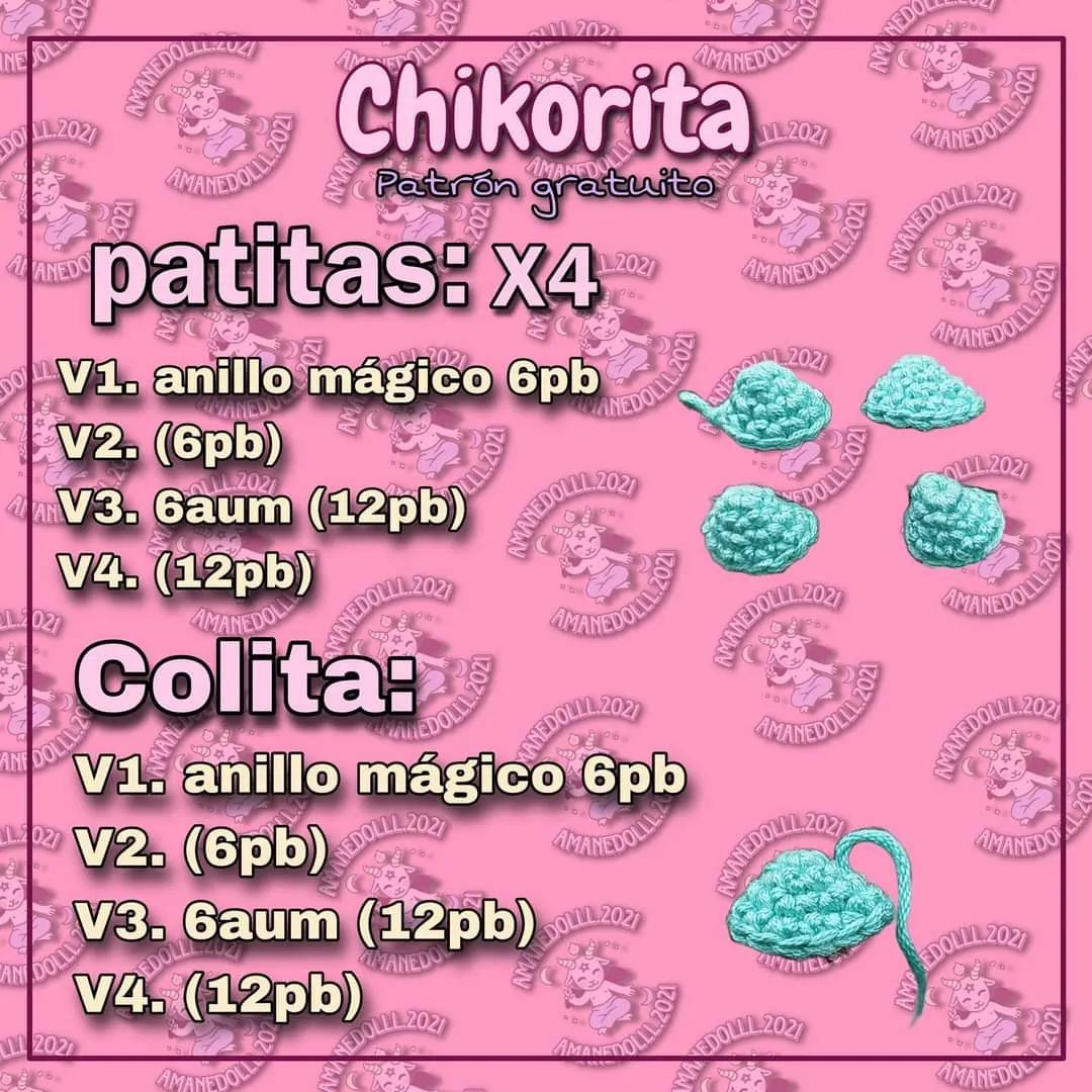 Patrón gratis de Chikorita Pokémon: Búp bê amigurumi màu xanh lá, hướng dẫn chi tiết từng bước và danh sách nguyên liệu