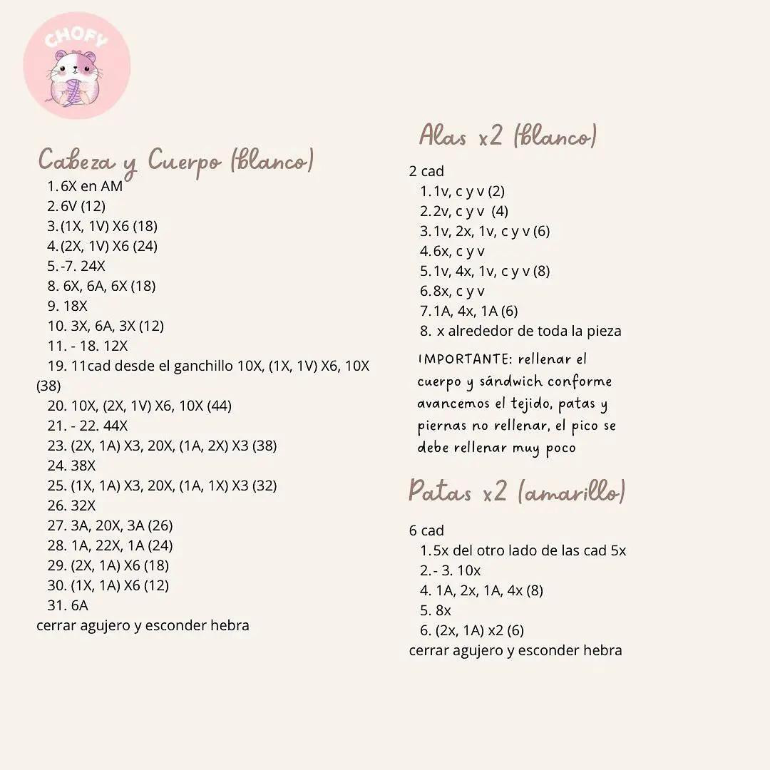 Patrón gratis de crochet para hacer un pato amigurumi con pan, Duck Wichito