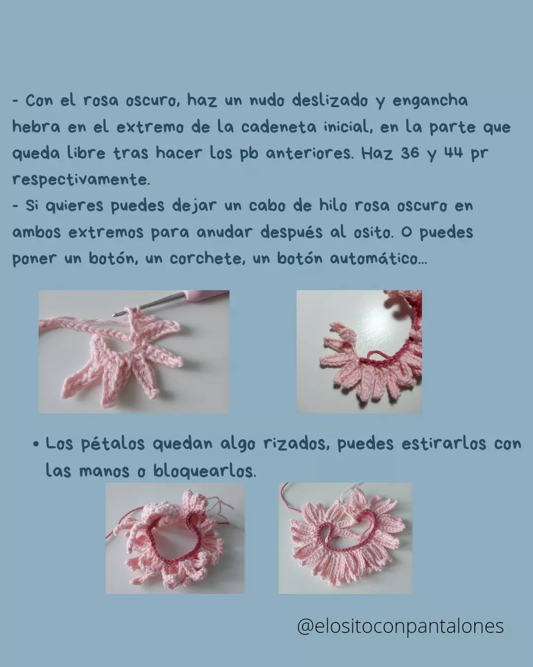 Patrón gratis de disfraz de flor rosa para el Osito Marrón de crochet