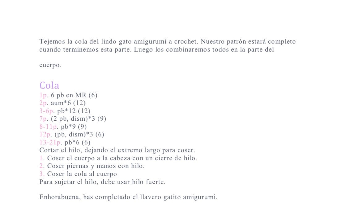 Patrón gratis de gatito amigurumi llavero color crema