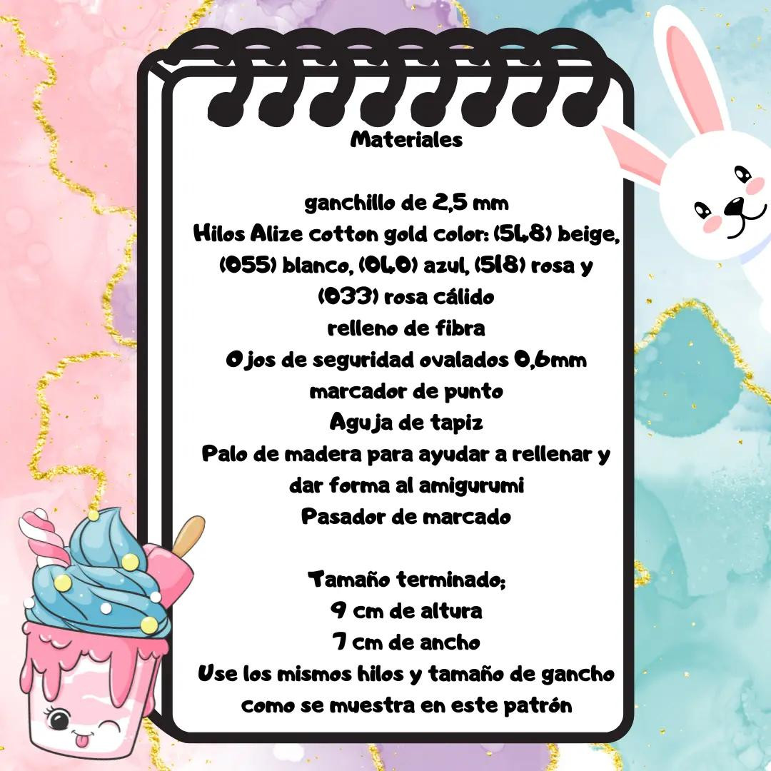 Patron gratis de helado conejo kawaii amigurumi crochet