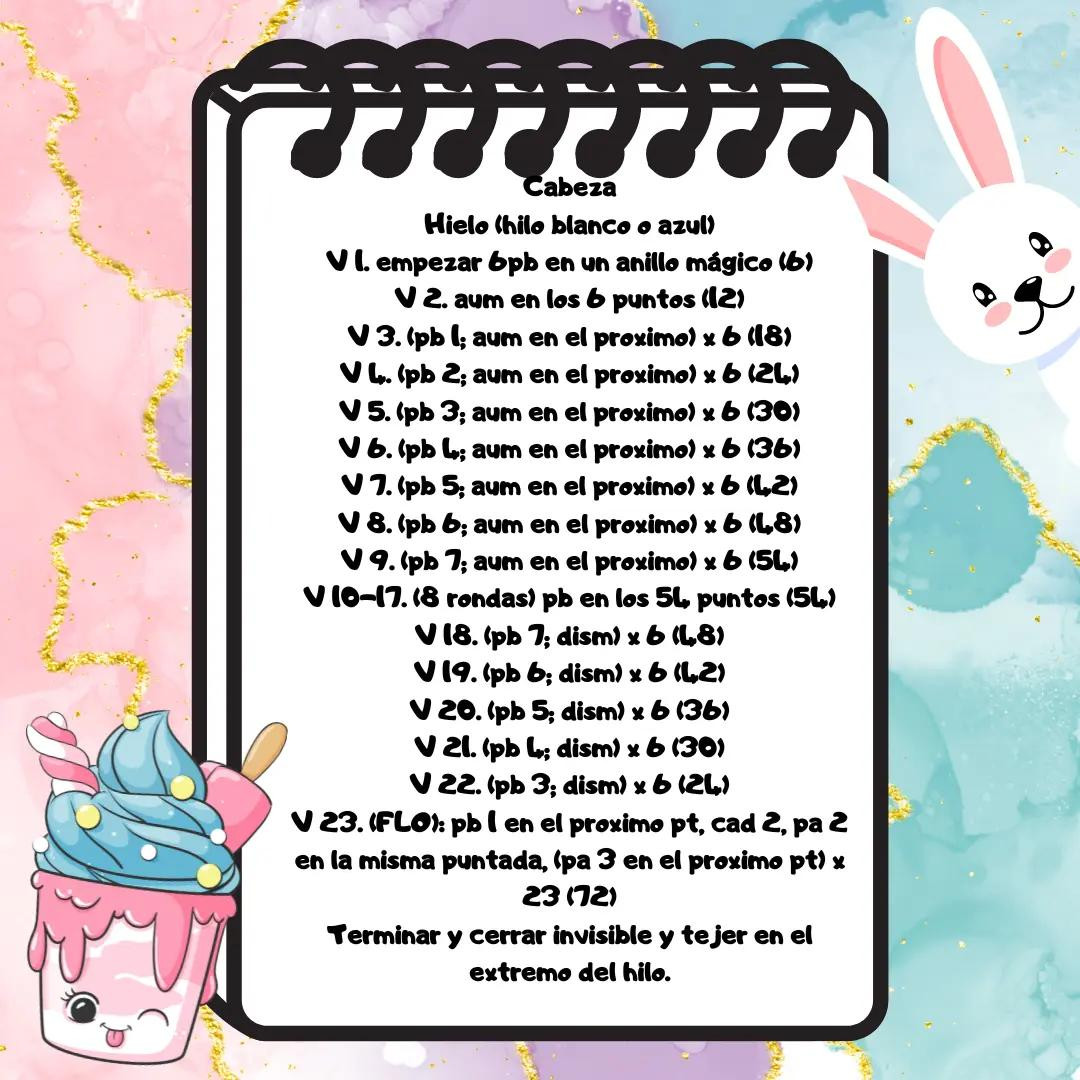 Patron gratis de helado conejo kawaii amigurumi crochet