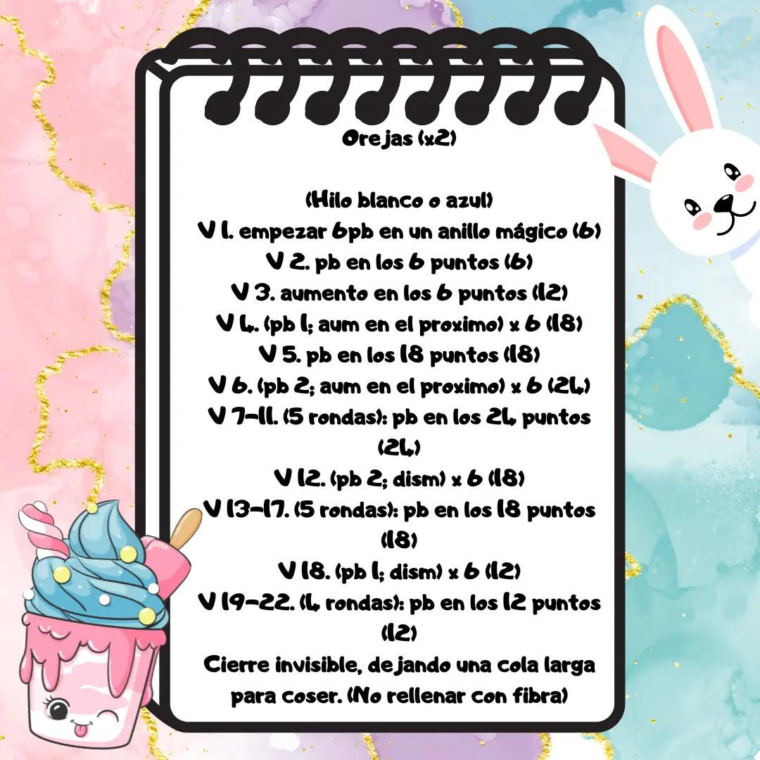 Patron gratis de helado conejo kawaii amigurumi crochet