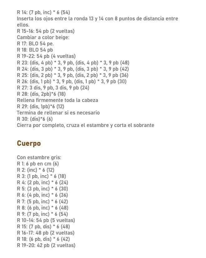 Patrón gratis de hipopótamo amigurumi tierno en gris y beige