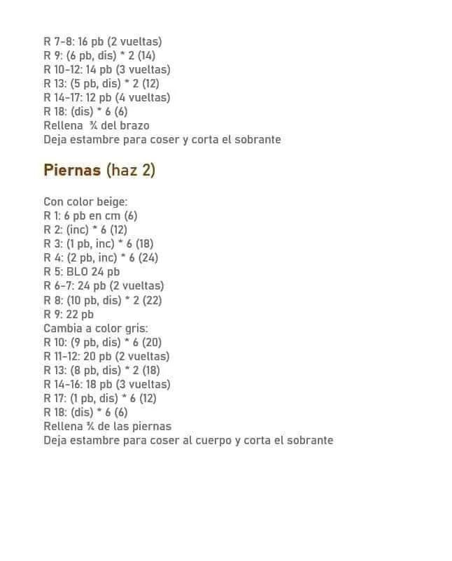 Patrón gratis de hipopótamo amigurumi tierno en gris y beige