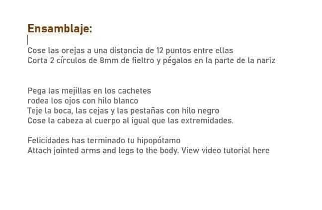 Patrón gratis de hipopótamo amigurumi tierno en gris y beige