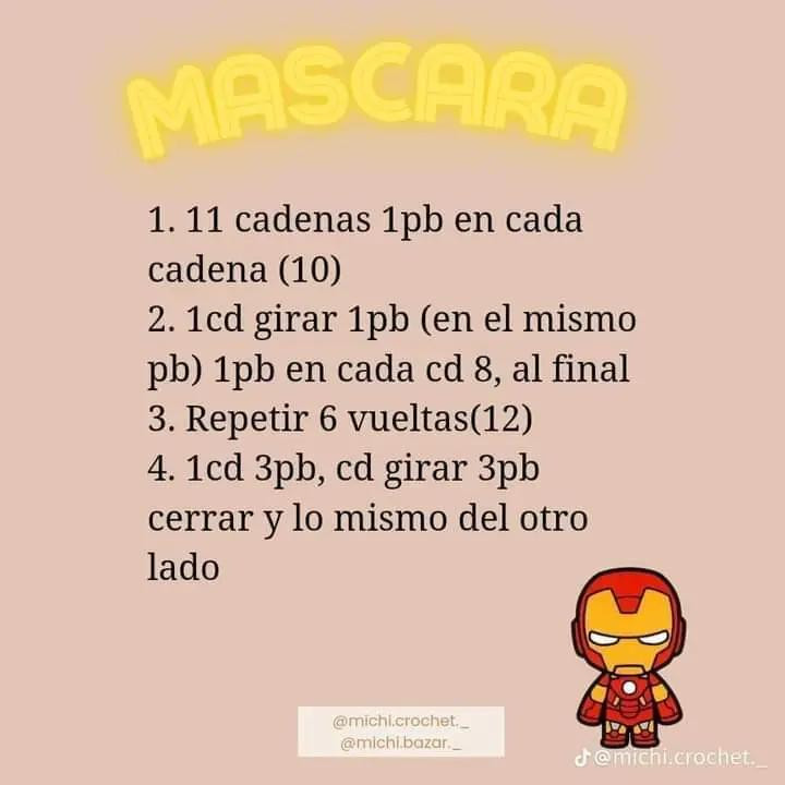 Patrón gratis de Iron Man amigurumi tejido a crochet