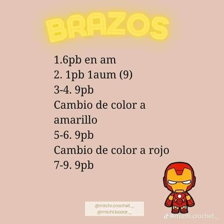 Patrón gratis de Iron Man amigurumi tejido a crochet