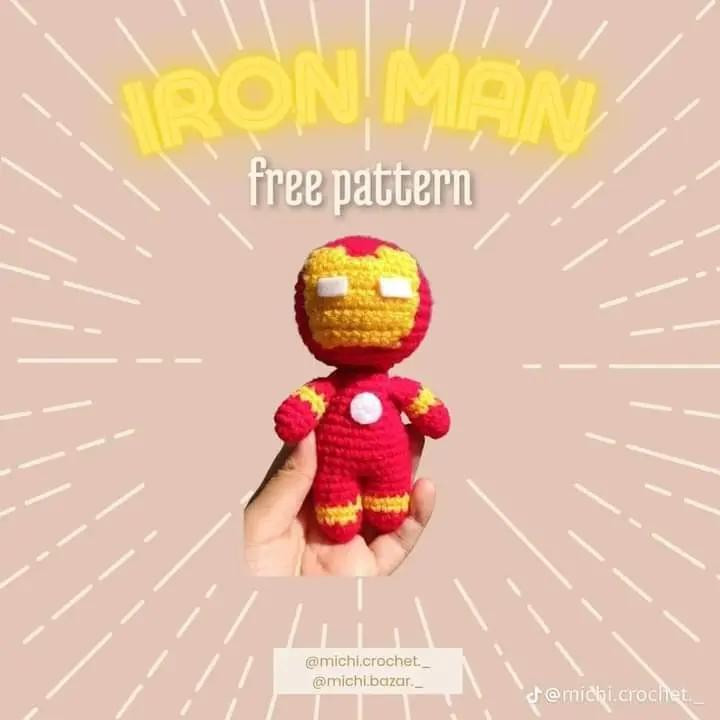 Patrón gratis de Iron Man amigurumi tejido a crochet