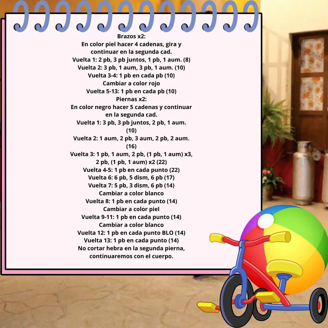 Patrón gratis de la Chilindrina: Tutorial paso a paso para hacer amigurumi con gafas, vestido verde y coletas