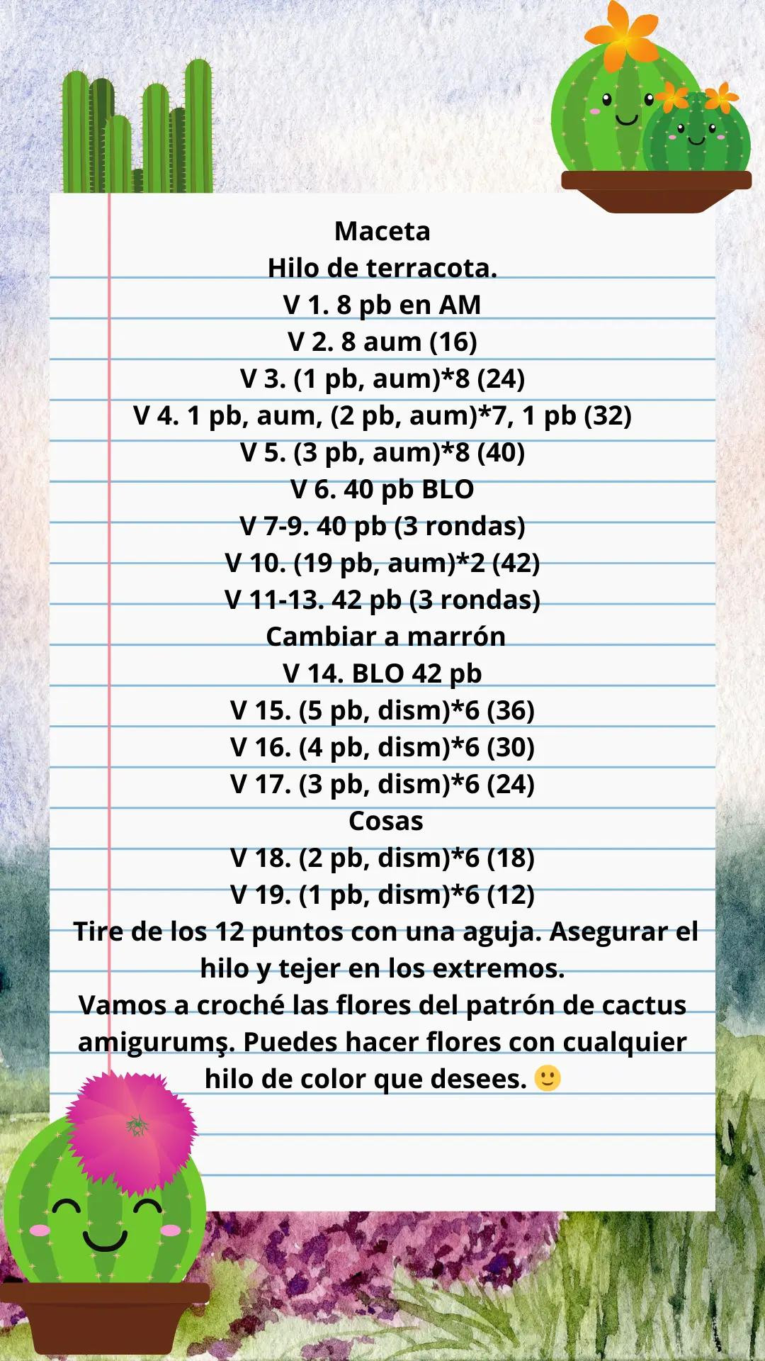 Patrón Gratis de Llavero Cactus Amigurumi con Maceta