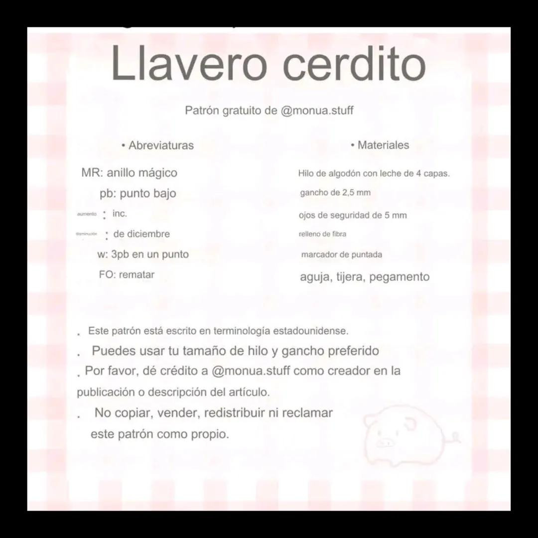 Patrón gratis de llavero cerdito amigurumi