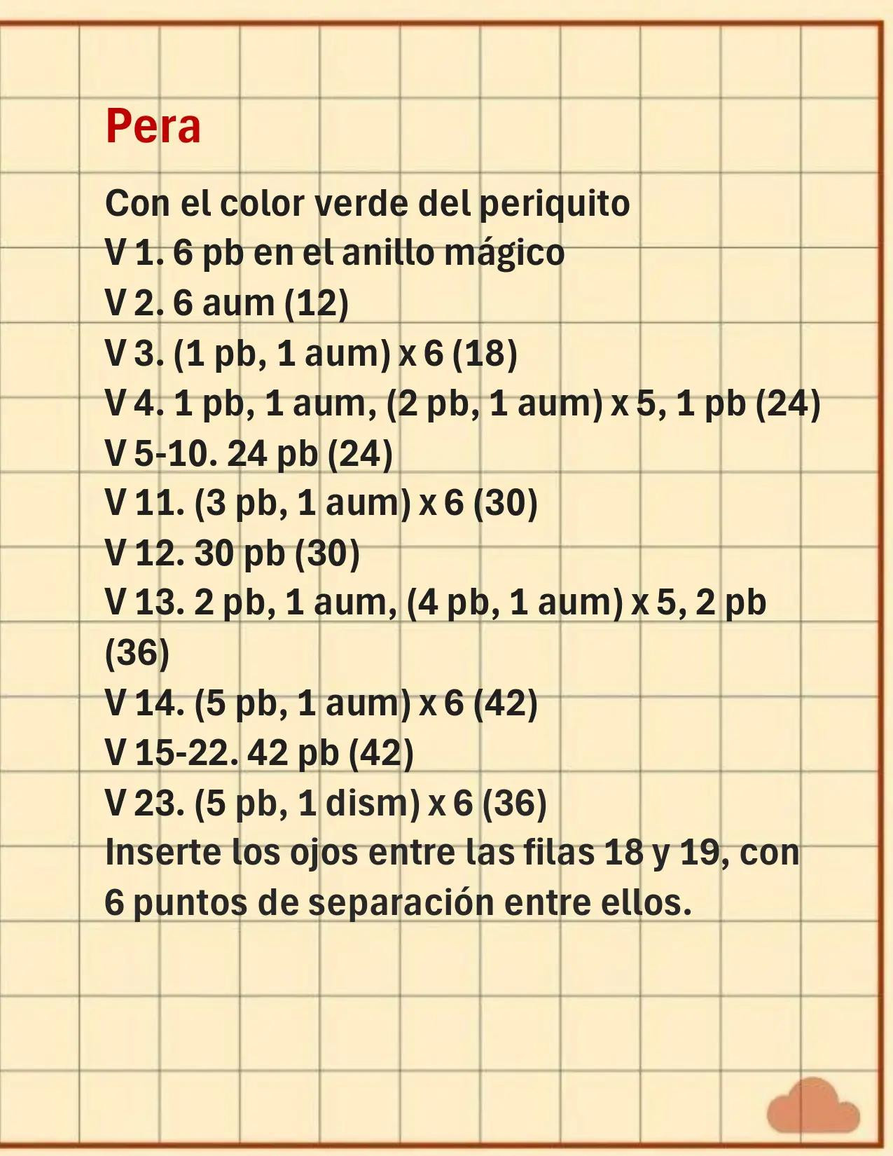 Patron gratis de llavero de pera kawaii amigurumi en crochet