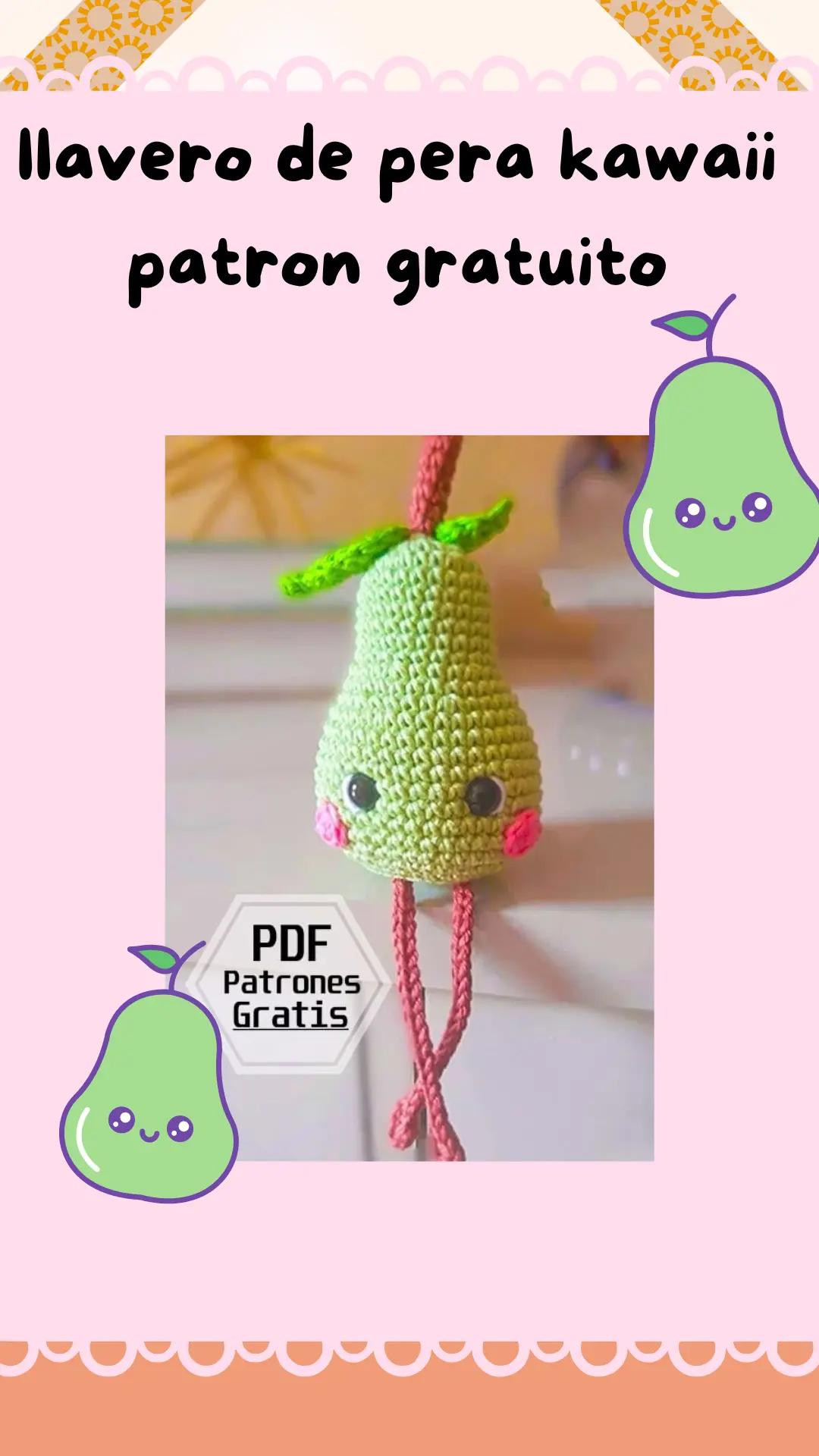Patron gratis de llavero de pera kawaii amigurumi en crochet