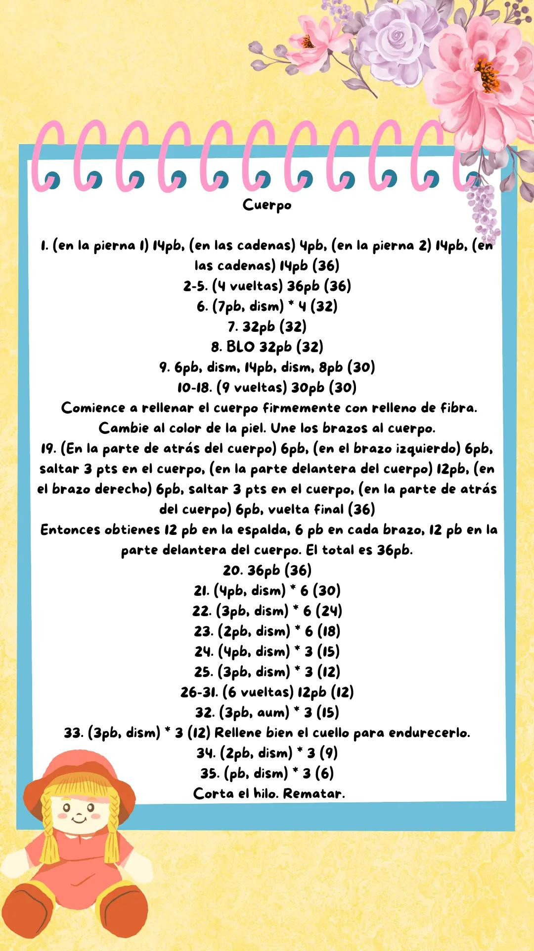 Patrón gratis de muñeca amigurumi con vestido amarillo y conejo