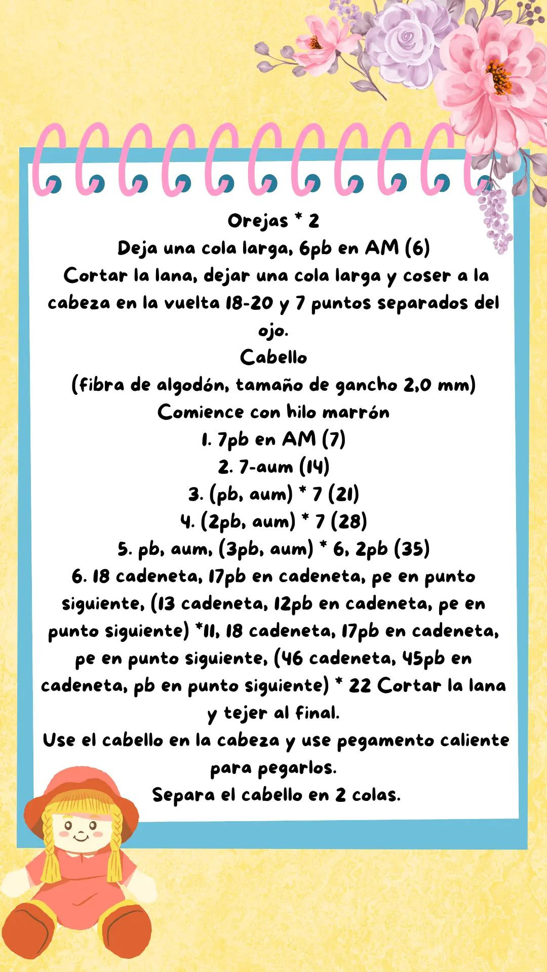 Patrón gratis de muñeca amigurumi con vestido amarillo y conejo