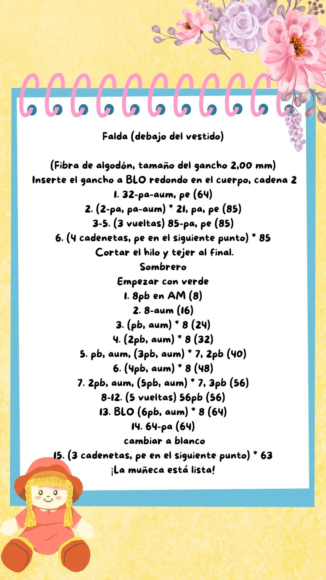 Patrón gratis de muñeca amigurumi con vestido amarillo y conejo