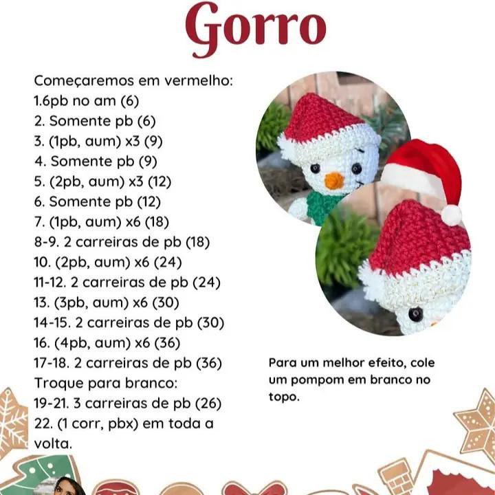Patrón gratis de muñeco de nieve amigurumi navideño