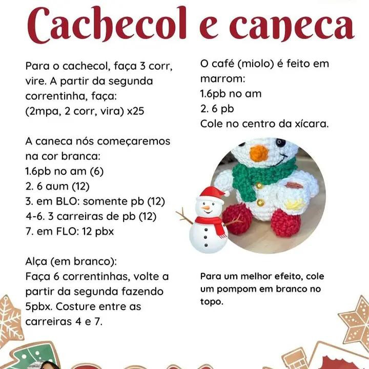 Patrón gratis de muñeco de nieve amigurumi navideño