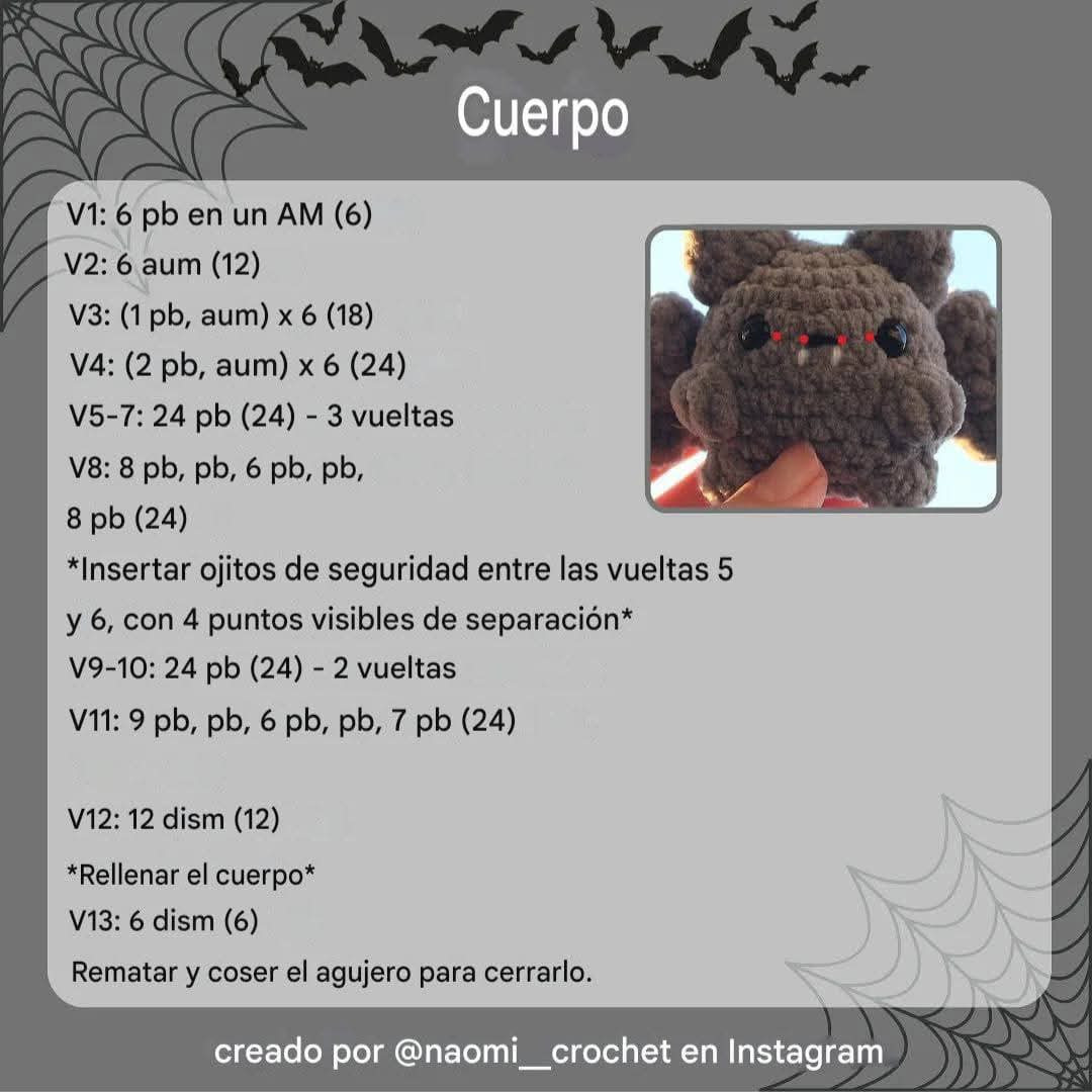 Patrón gratis de murciélago bebé gordito amigurumi