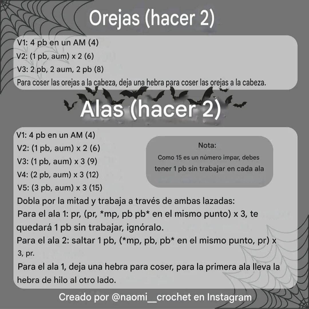 Patrón gratis de murciélago bebé gordito amigurumi