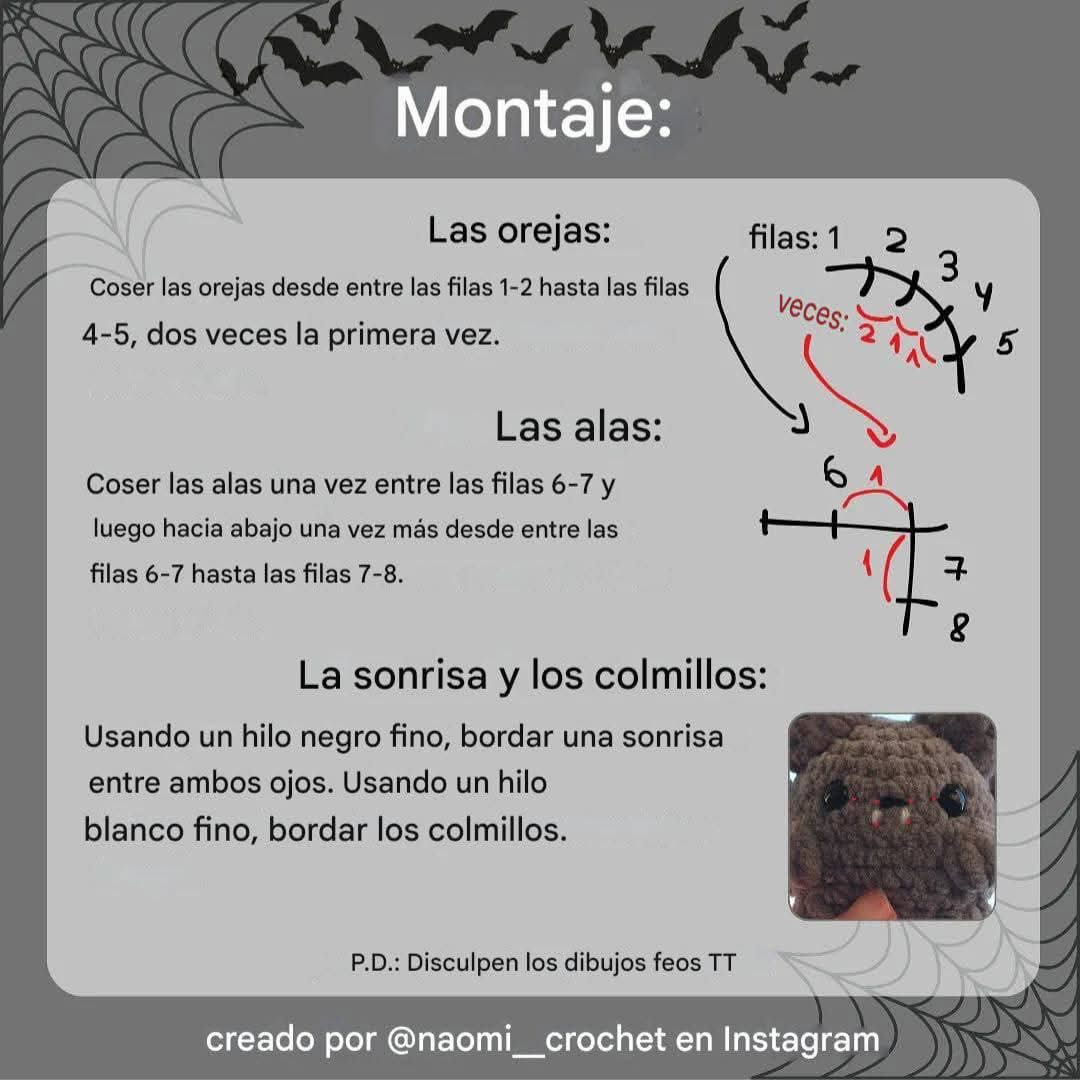 Patrón gratis de murciélago bebé gordito amigurumi