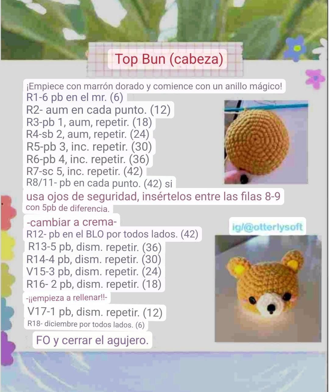 Patrón gratis de oso amigurumi con forma de hamburguesa