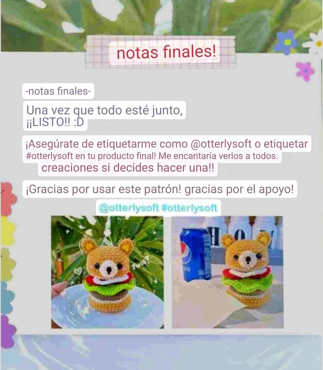 Patrón gratis de oso amigurumi con forma de hamburguesa