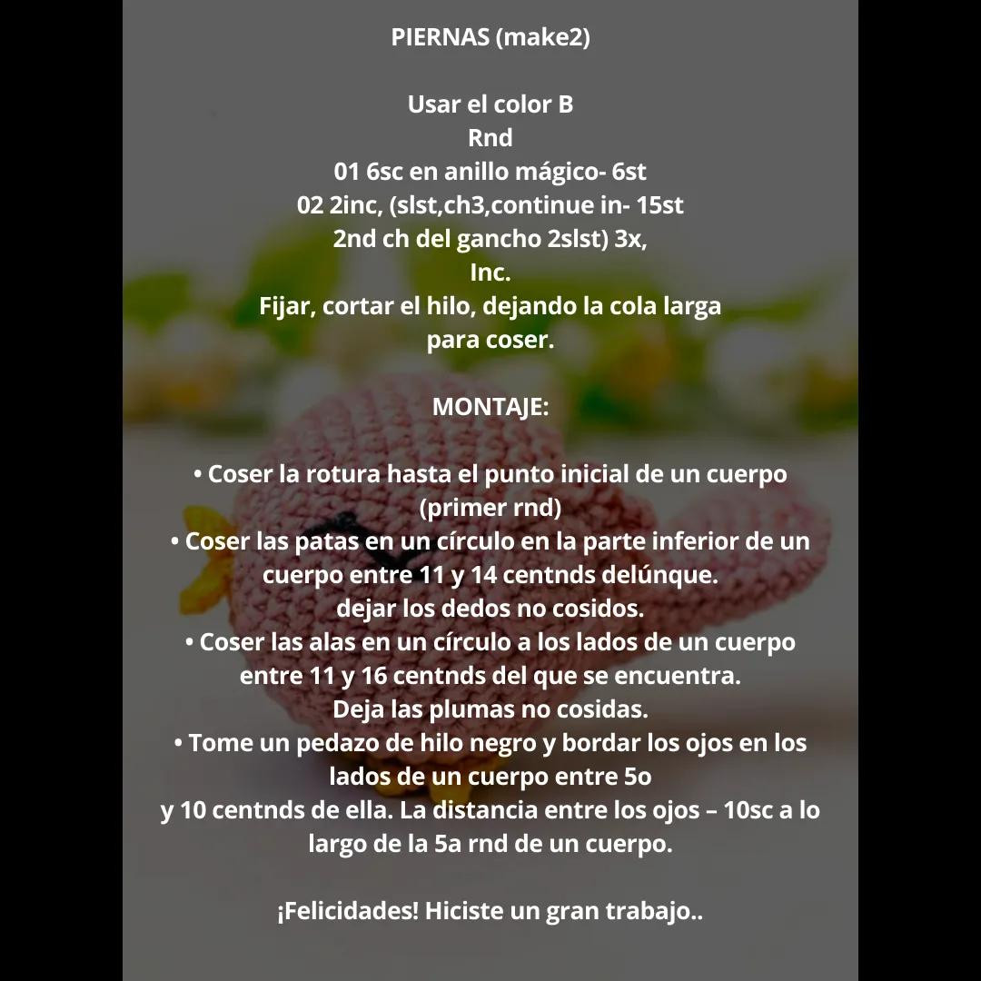 Patrón gratis de pájaro en amigurumi rosa y amarillo