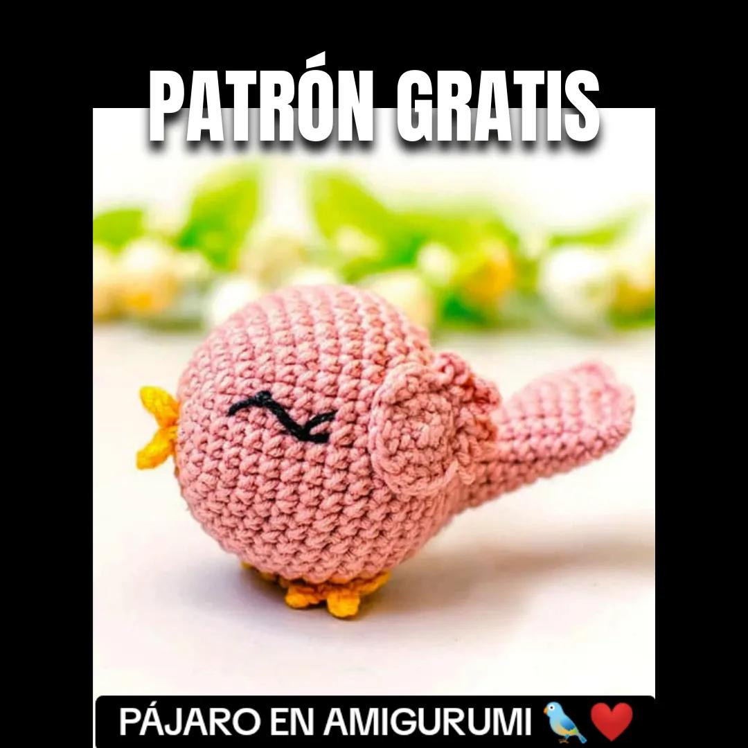 Patrón gratis de pájaro en amigurumi rosa y amarillo