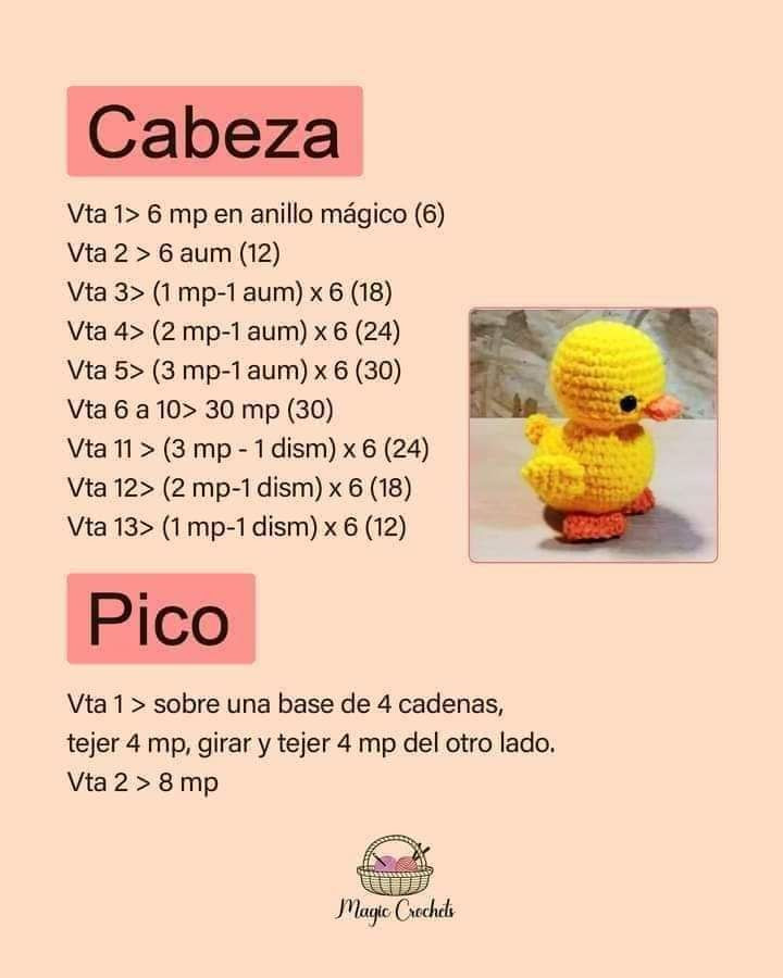 Patrón gratis de patito amarillo amigurumi