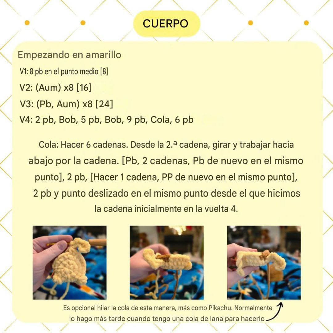 Patrón Gratis de Pikachu Mochila Amarillo