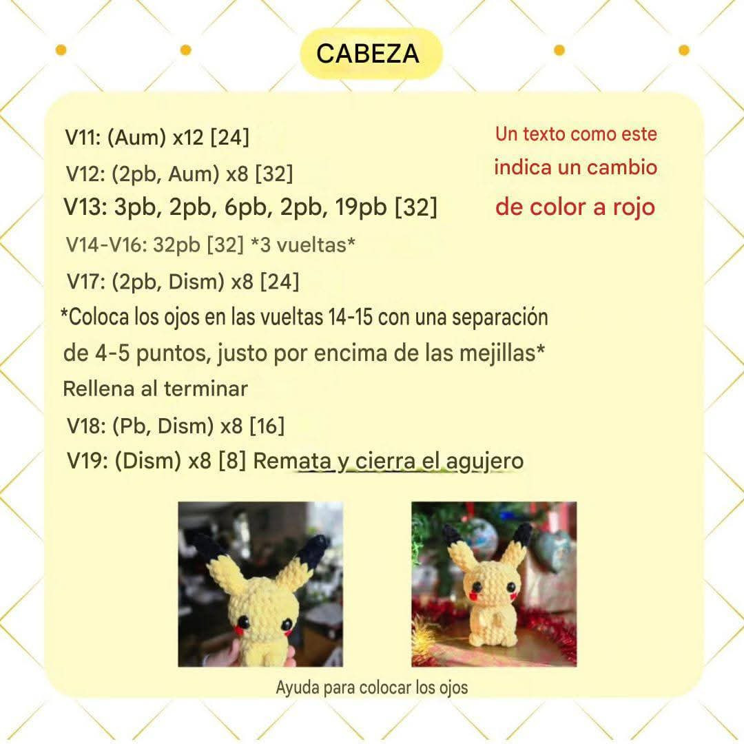 Patrón Gratis de Pikachu Mochila Amarillo