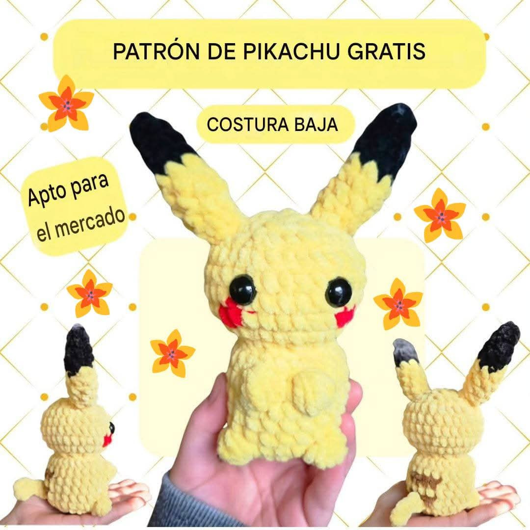 Patrón Gratis de Pikachu Mochila Amarillo
