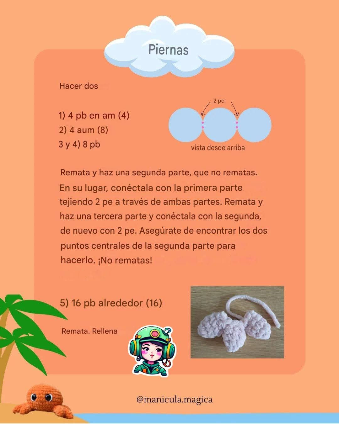 Patrón gratis de pulpo amigurumi sin costura