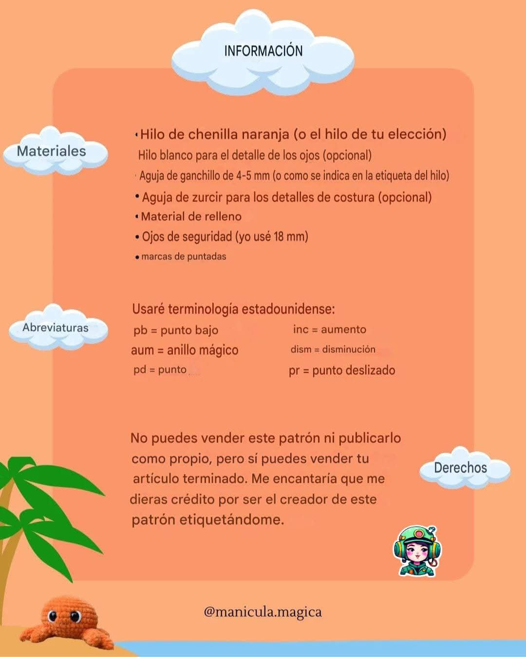 Patrón gratis de pulpo amigurumi sin costura