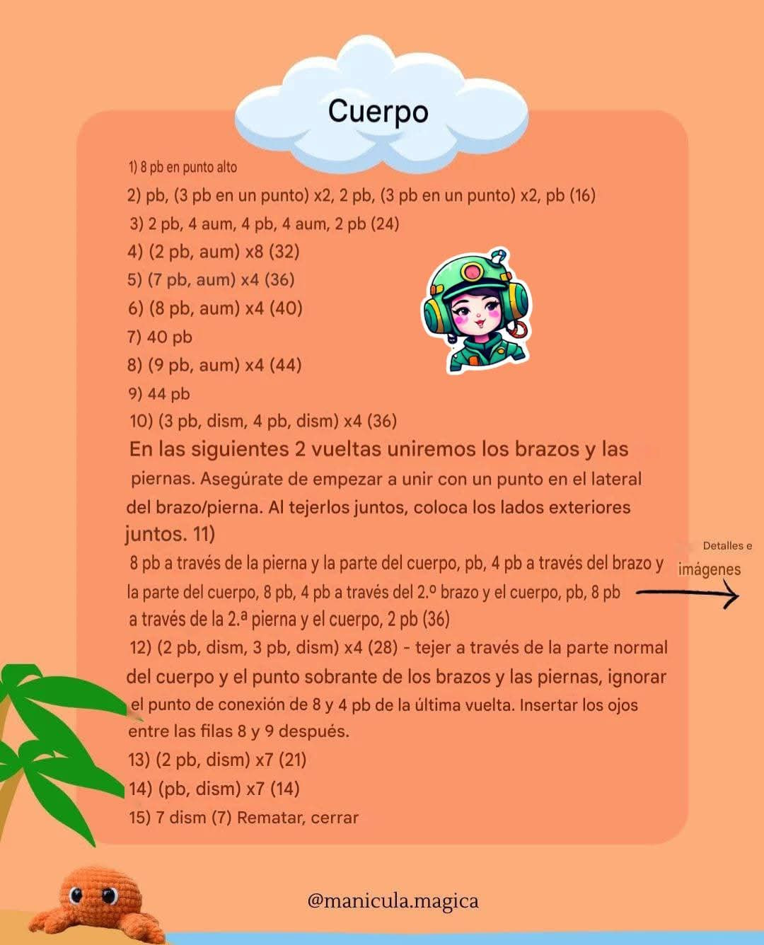 Patrón gratis de pulpo amigurumi sin costura