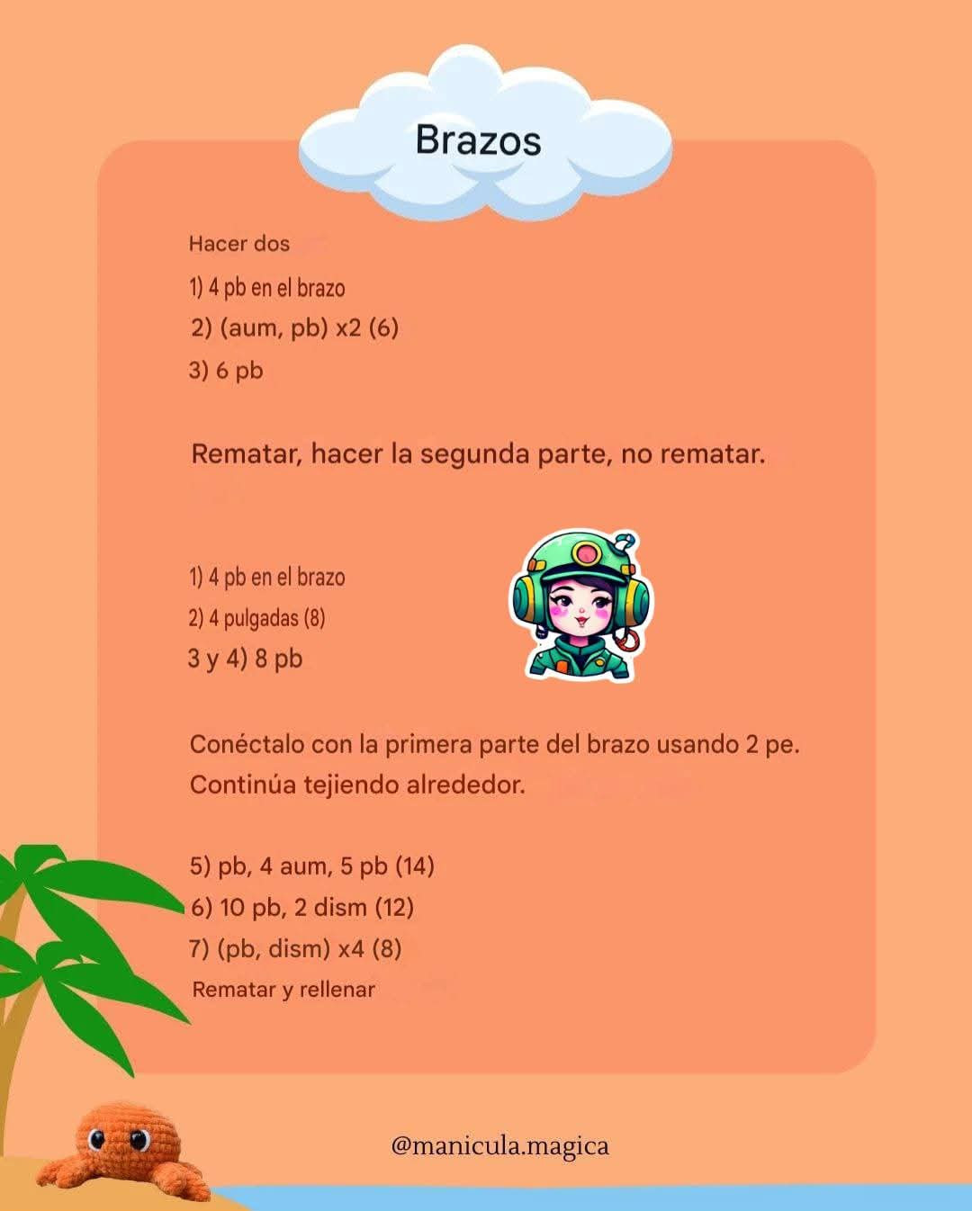 Patrón gratis de pulpo amigurumi sin costura